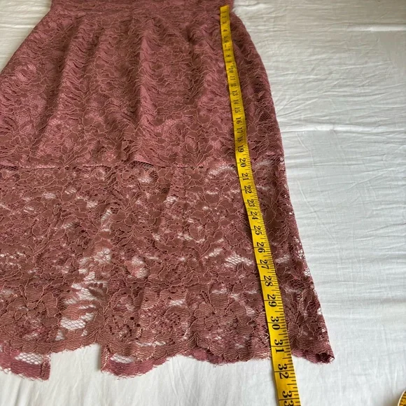 Dress the Population Mauve Gold Lace Leilani Illusion Hem Midi Dress • Size XL - Picture 16 of 16
